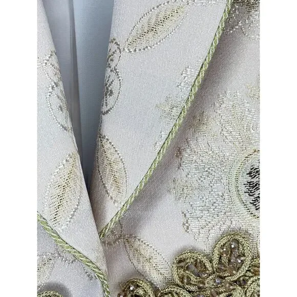 Kent & Park Cream Gold Embellished Tuxedo Jacket 40R J103 Italy Formal - Picture 6 of 13